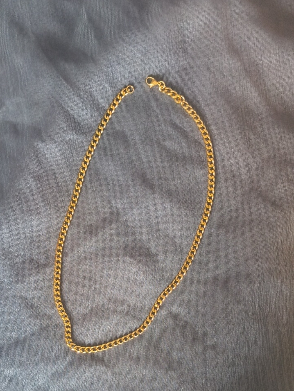 Gold Plated Curb Chain Necklace - Classic Women's Jewelry
